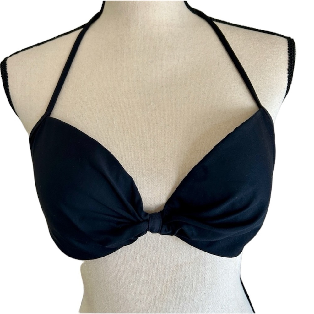 J. Crew Bikini Top Black Underwire Halter Swim size Medium 36B